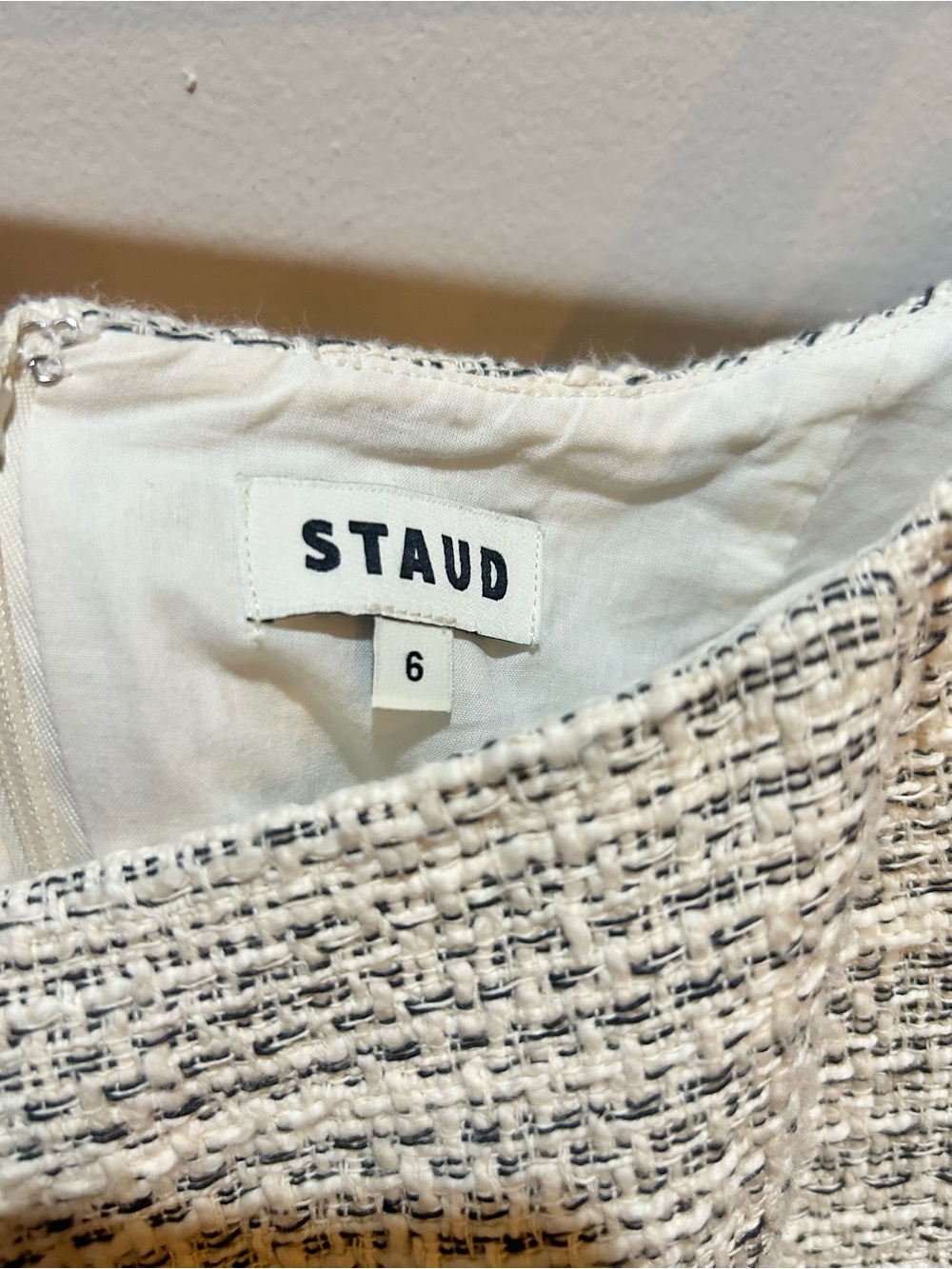 STAUD Edie Cotton Tweed Mini Dress, Sz 6 - Picture 3 of 7